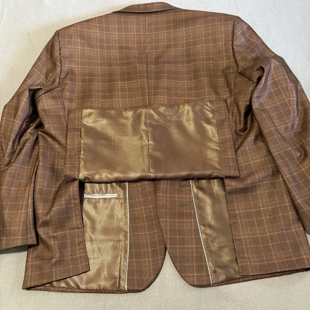 Vinci Philosophy Sports Coat 48R Chocolate Glen‎ Check Performance Blazer Jacket